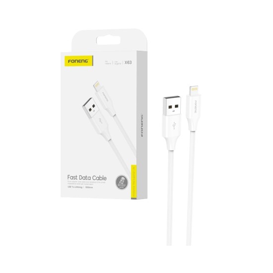 Cabo Foneng X63 Lightning 2,1A 1M Branco